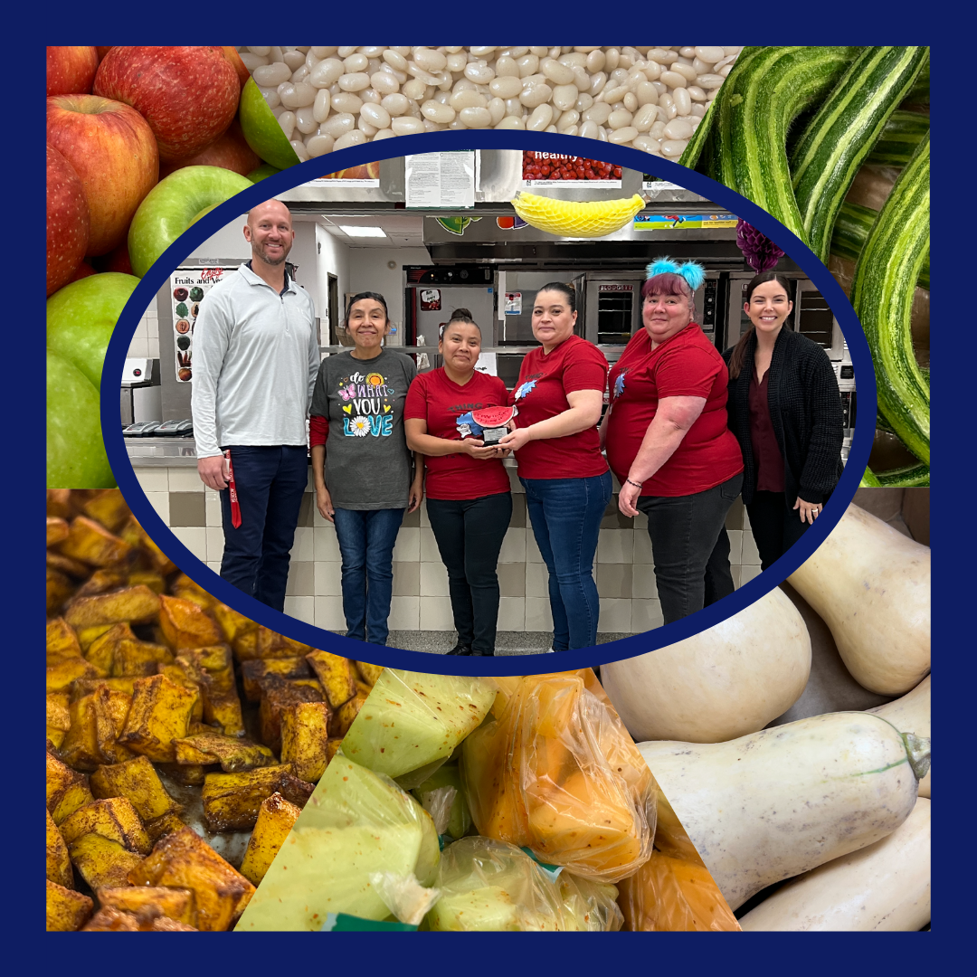  Osborn's Child Nutrition staff holding the platinum award for the Farm Fresh Challenge